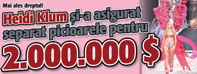 Heidi Klum si-a asigurat separat picioarele pentru 2.000.000 de dolari