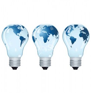 Three electric bulbs with maps. Vector illustration - Ziarul National