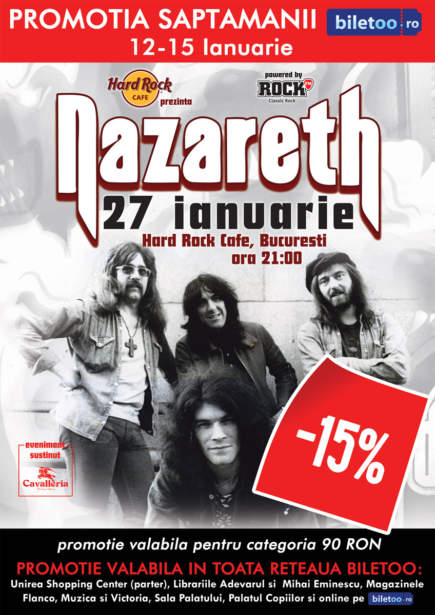 AFLA cum iti poti cumpara bilete reduse la concertul Nazareth!