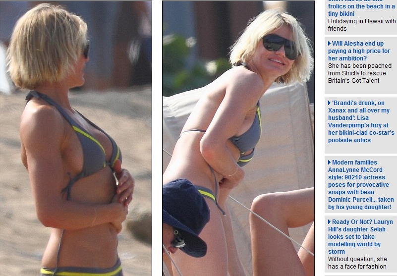 Cameron Diaz arata senzational in costum de baie si cu o noua tunsoare!