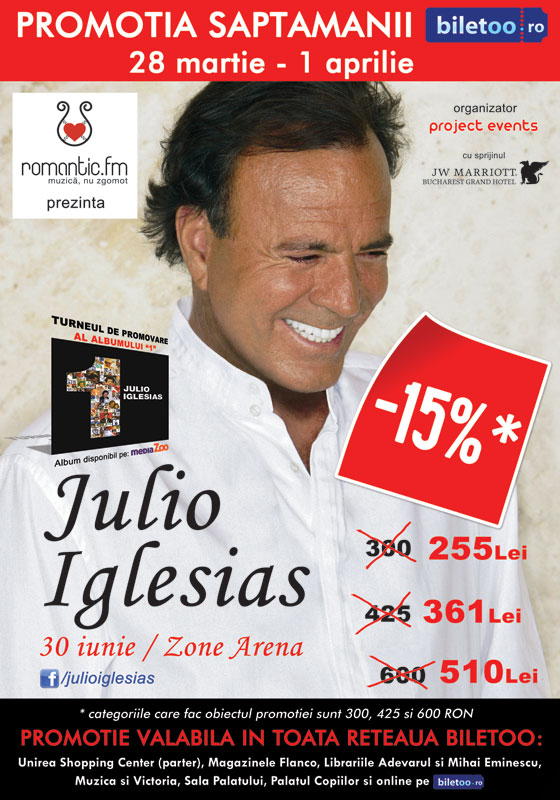 Reduceri la biletele pentru concertul Julio Iglesias. AFLA perioada!