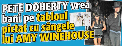 Pete Doherty vrea bani pe tabloul pictat cu sangele lui Amy Winehouse