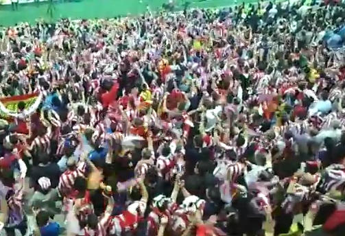 FINALA EUROPA LEAGUE 2012: Mii de fani ai lui Atletico Madrid au sarbatorit la Bucuresti castigarea trofeului VIDEO