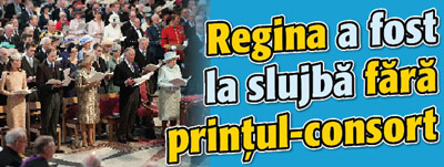 Regina a fost la slujba fara printul-consort
