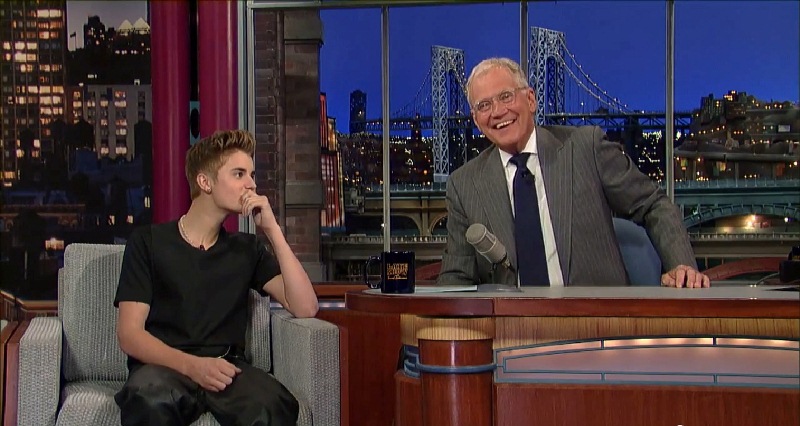 Justin Bieber, gafa colosana in emisiunea lui David Letterman VIDEO