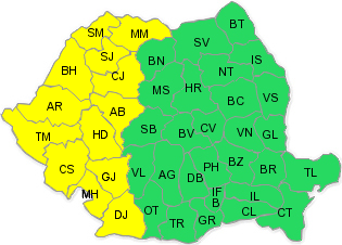 AVERTIZARE COD GALBEN de CANICULA valabila pentru vestul tarii