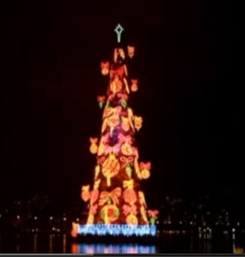 Cel mai inalt brad din lume straluceste pe apa in Brazilia-VIDEO