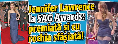 Jennifer Lawrence la SAG Awards: premiata si cu rochia sfasiata!