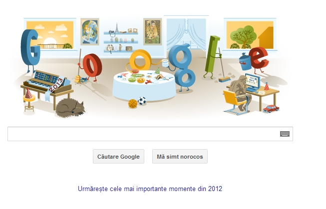 Petrecerea de Revelion s-a incheiat! Logo simpatic de la Google, pe 1 ianuarie 2013!
