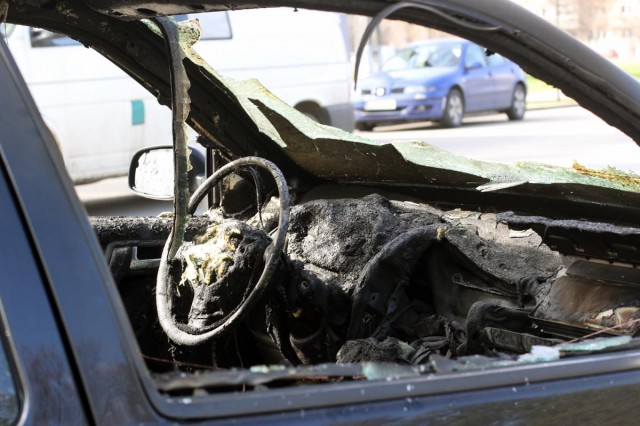 Violente la Timisoara! Autoturism incendiat cu un cocktail Molotov!