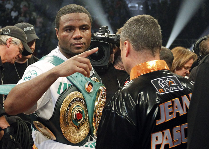 Canada - Ziarul National's Pascal poses with his WBC Light Heavyweight championship belt after his fight against Hopkins of the U.S. in Quebec City