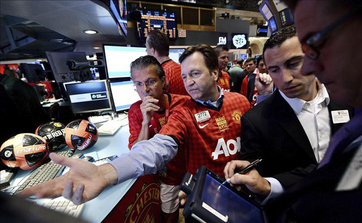Actiunile clubului Manchester United, in scadere la Bursa din New York