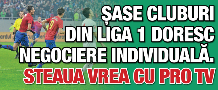Sase cluburi din Liga 1 doresc negociere individuala. Steaua vrea cu Pro TV