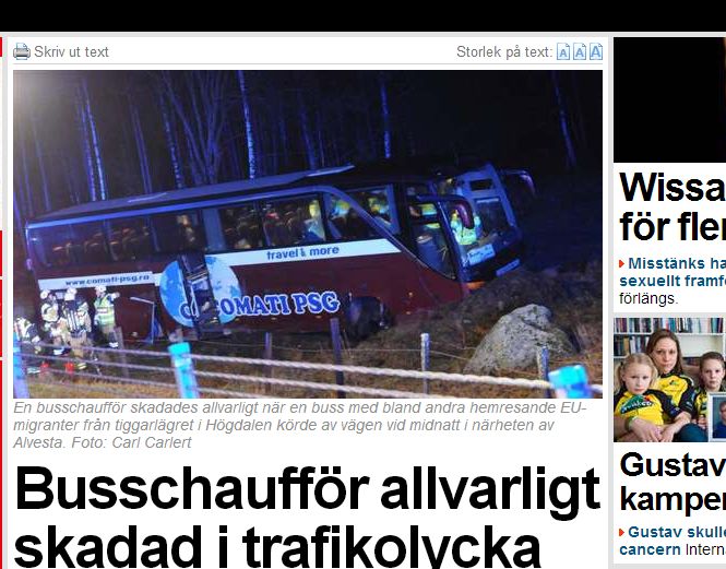 Autocar cu 43 de romani la bord, accident in Suedia. In ce stare sunt pasagerii!