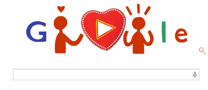 VALENTINE’S DAY. Doodle cu ciocolata si inimioare, special de la Google, de ZIUA INDRAGOSTITILOR!