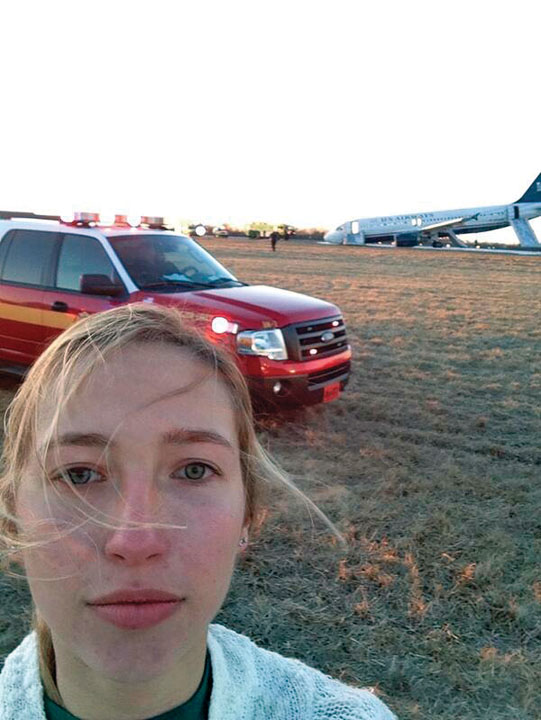 Un „selfie” cu avionul care a luat foc