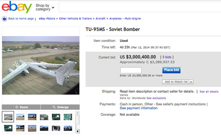 Bombardier ucrainean, de vanzare pe eBay. Rachetele sunt optionale!