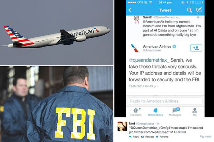 Solidaritate pe Twitter: „Eliberati tampita care a scris ca arunca un avion in aer!”