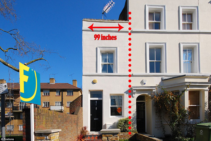 O casa din Londra costa jumatate de milion de euro, desi e chiar mai stramta decat una larga!