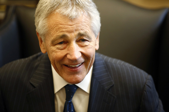 Chuck Hagel, President Barack Obama - Ziarul National's nominee for Defense Secretary, is pictured during his meeting with U.S. Senator Ben Cardin (D-MD) on Capitol Hill in Washington