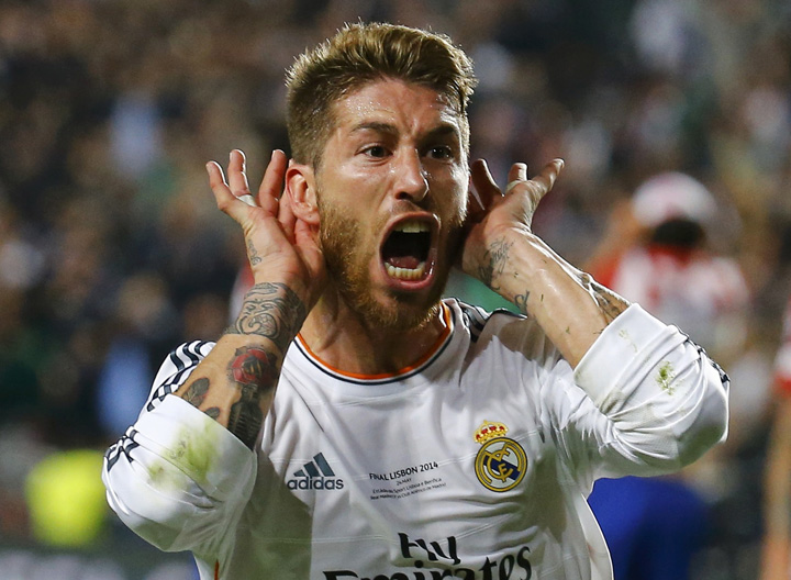 Real Madrid's Ramos celebrates after scoring a goal against Atletico Madrid during their Champions League final soccer match at Luz stadium in Lisbon - Ziarul National