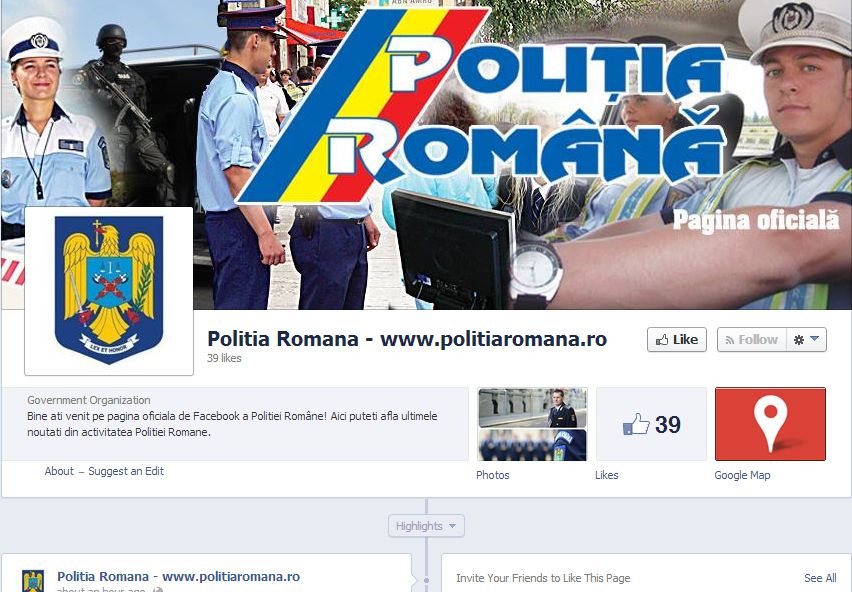Politia Romana asteapta like-uri pe pagina de Facebook!