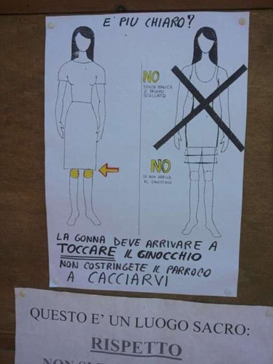 Femeile imbracate sexy, acces interzis intr-o biserica din Italia. Ma rog, cele cu fuste scurte!