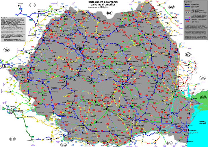 Avem o harta cu starea drumurilor din Romania