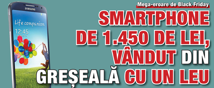 Smartphone de 1.450 de lei, vandut din greseala cu un leu