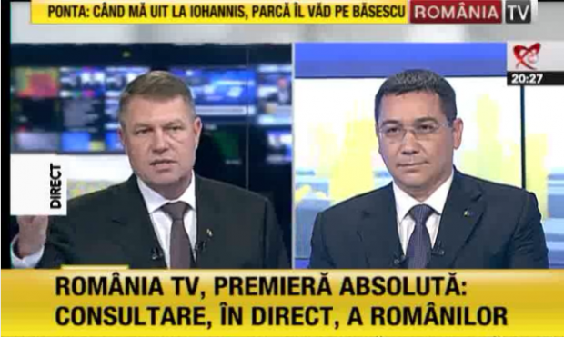 Ponta, catre Iohannis in prima dezbatere televizata: Sunteti doar o poleiala a lui Ratiu si Antonescu, in interior sunteti Basescu