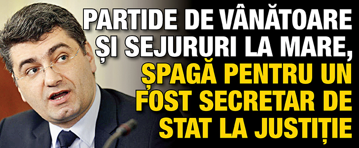 Partide de vanatoare si sejururi la mare, spaga pentru un fost secretar de stat la Justitie