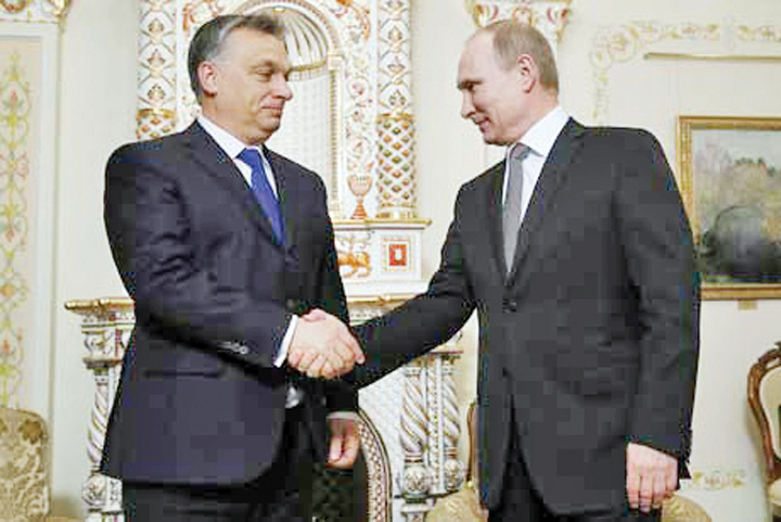 ruský prezident Vladimir Putin maÄarský premiér Viktor Orbán - Ziarul National