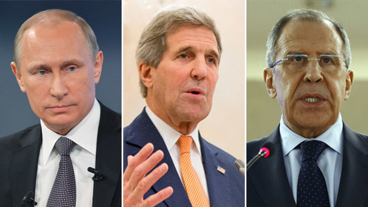 Intalnire Vladimir Putin, John Kerry si Serghei Lavrov la Soci