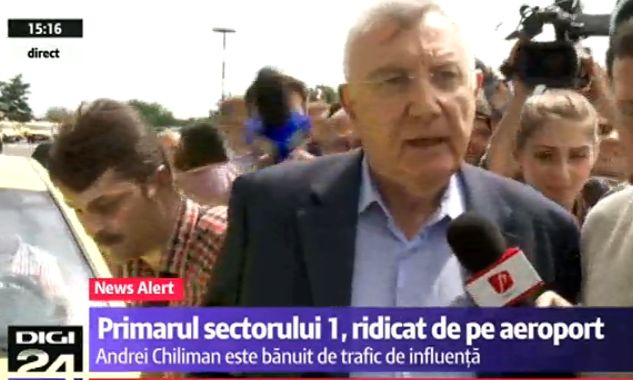 Andrei Chiliman, preluat de oamenii legii cu o masina de la Aeroportul Otopeni