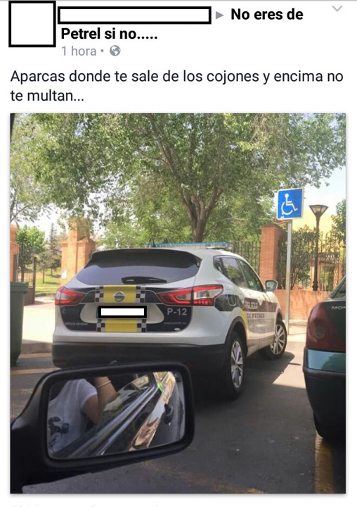 Femeie amendata in Spania dupa ce a pus pe Facebook masina unor politisti handicapati!