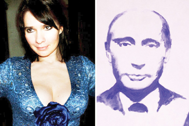 O artista din Rusia si-a folosit sanii pentru a crea portretul lui Putin!