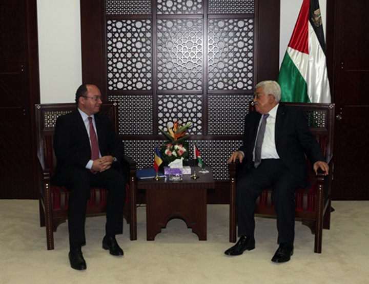 Bogdan Aurescu, primit de  presedintele palestinian Mahmoud Abbas