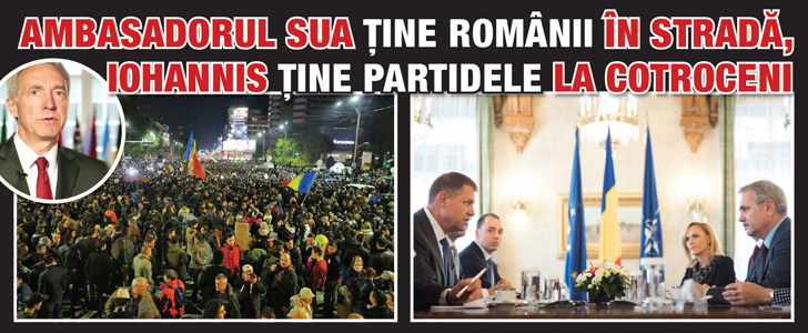 Ambasadorul SUA tine romanii in strada, Iohannis tine partidele la Cotroceni