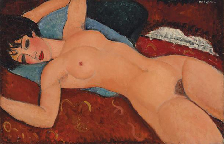 Tabloul „Nud culcat”, vandut cu 170,4 milioane de dolari, record absolut pentru operele lui   Modigliani !
