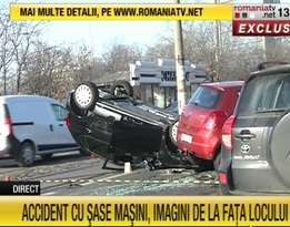 Carambol cu sase masini, in Capitala: o persoana a ajuns la spital