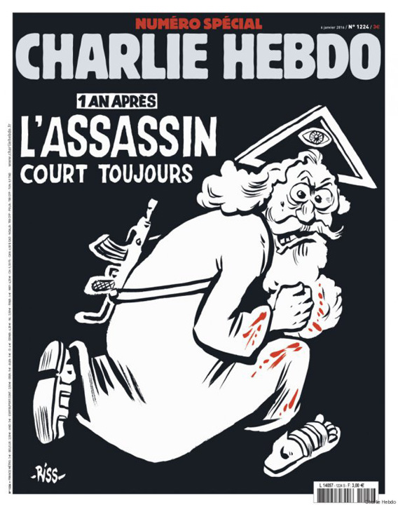 Un Dumnezeu asasin pe coperta numarului comemorativ Charlie Hebdo
