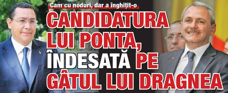Candidatura lui Ponta, indesata pe gatul lui Dragnea