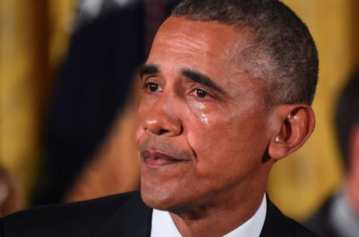 Arme si lacrimi in ochii lui Obama