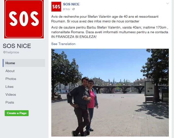 Un alt roman ar fi de negasit la Nisa. Disparitia sa, anuntata pe Internet