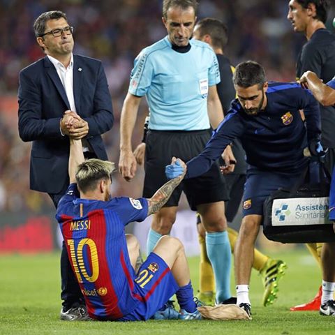 Cat sta Messi pe bara, dupa accidentarea din meciul cu Atletico