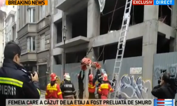 Incident in centrul Capitalei. O femeie a cazut de la etajul unui bloc nelocuit