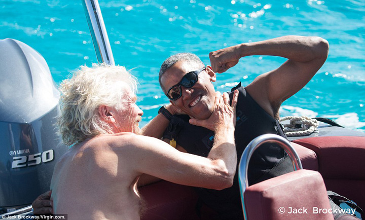 Barack si Michelle, in vacanta cu Richard Branson