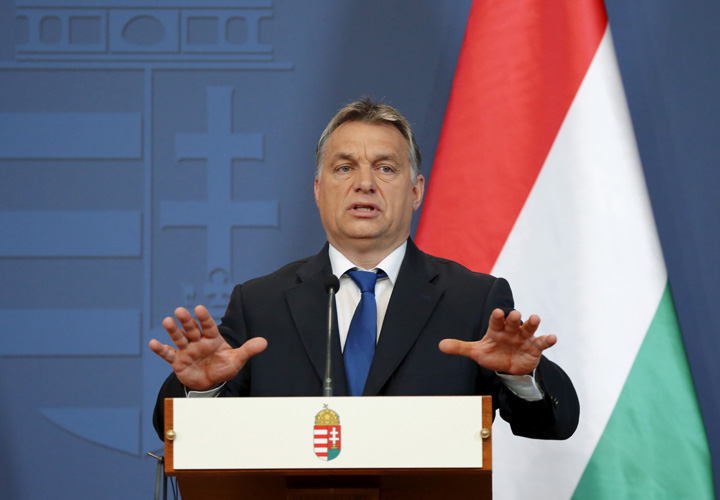 Hungary - Ziarul National's Prime Minister Orban speaks during a news conference in Budapest