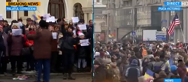 Se protesteaza si la Palatul Cotroceni