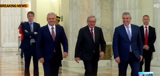Junker, la Parlament. Seful Comisiei Europene, intampinat de Dragnea si Tariceanu